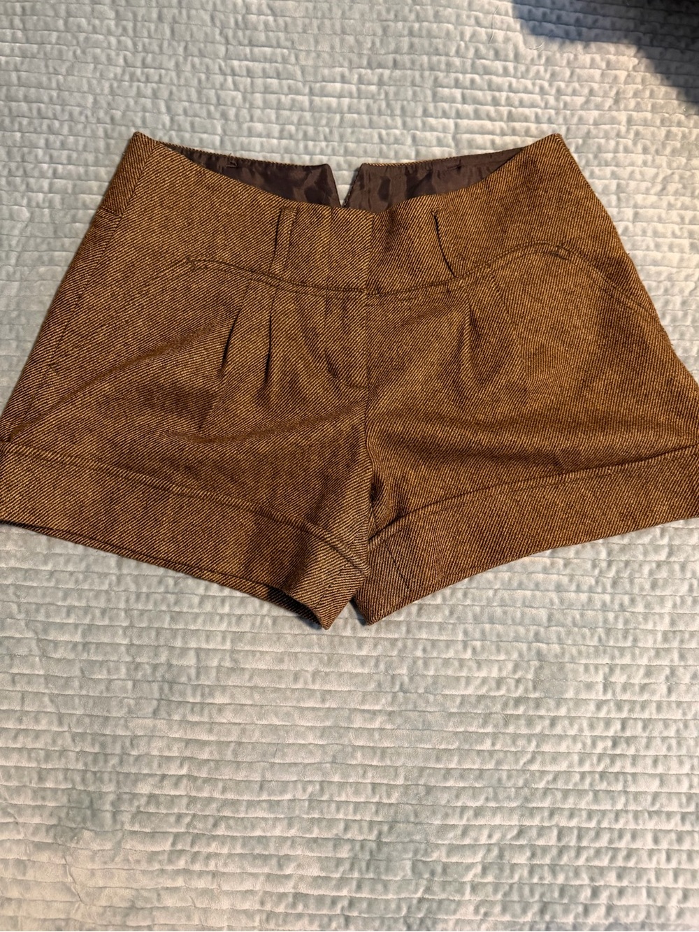 BCBGMaxAzria Brown Tweed High-Waist Shorts